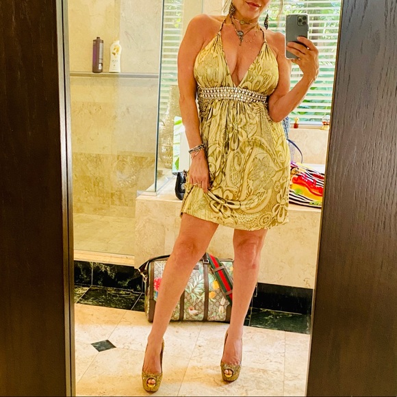 Sky Clothing Embellished Foil Print Silk Dress NWT - Picture 14 of 14